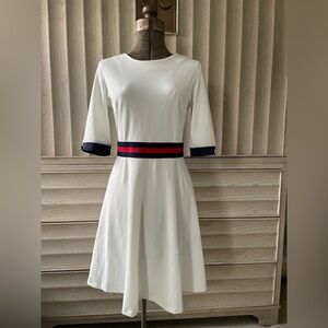 NWT Preppy White Dress with Navy and Red Accents